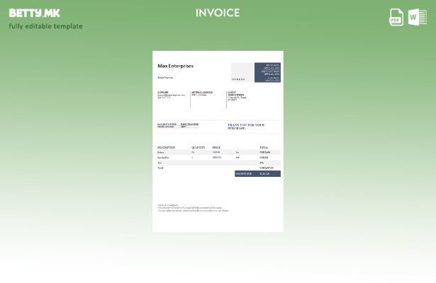 Шаблон за фактура за претпријатија во модерен стил на USA Max